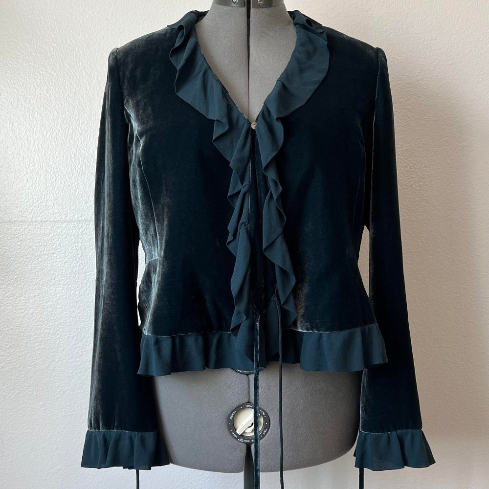90s y2k Laura Ashley Velvet Chiffon Blouse/Cardigan Whimsigoth Fairy Grunge
